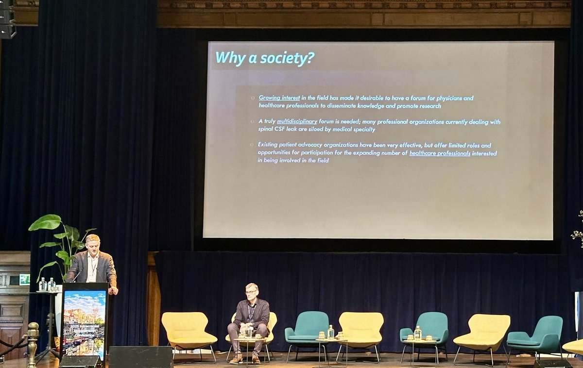 spinalCSFleak's tweet photo. Next, some very exciting news for global collaboration, dissemination of knowledge, education, &amp; research in the field! Dr. @PeterGKranz  announced the International Society for Spinal CSF Leak (@issclsociety), a multidisciplinary society for healthcare professionals: https://t.co/MfjflSOqpA