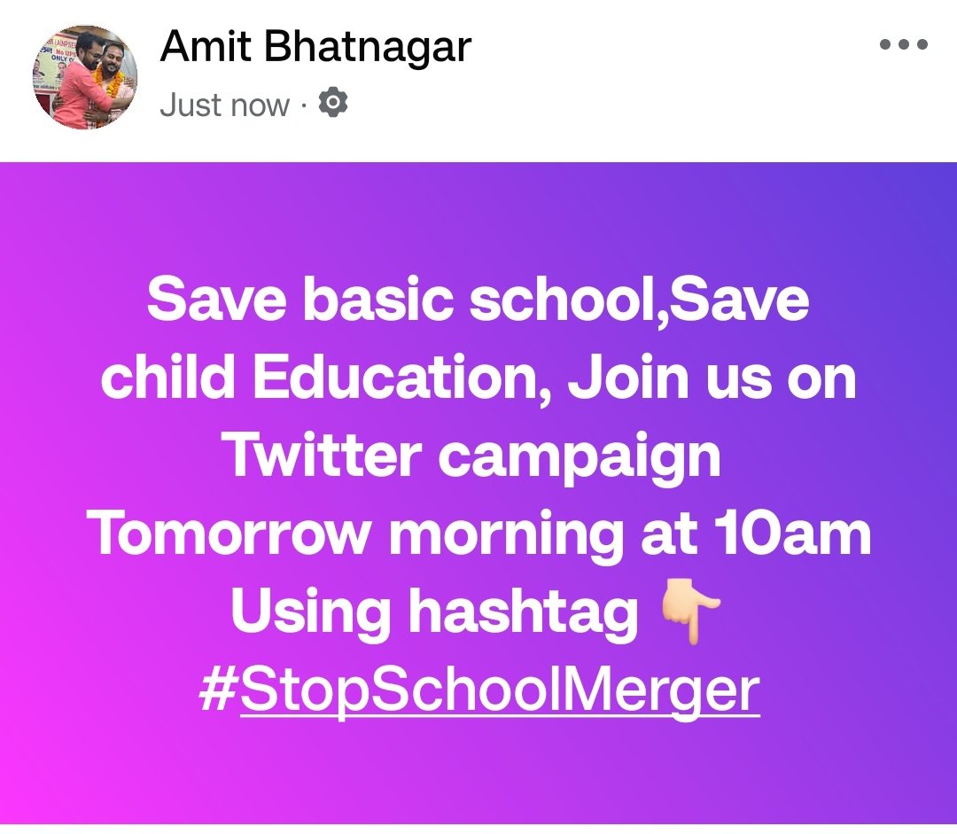 समाचार बेसिक शिक्षा (@armanamit007) on Twitter photo Save basic school,
Save child Education,
Join us on Twitter campaign
Tomorrow morning at 10am
Using hashtag 👇🏻
#StopSchoolMerger
<a href="/vipinUPPSS/">Vipin Bihari | विपिन बिहारी |وپن اپادھیائے</a>
<a href="/sirjistp/">शिक्षक वाणी</a>
<a href="/basicshiksha_up/">Department Of Basic Education Uttar Pradesh</a>
<a href="/ArchanaUpadhy/">Archana Upadhyay(Assistant Teacher )MAU(UP)</a> Save basic school,
Save child Education,
Join us on Twitter campaign
Tomorrow morning at 10am
Using hashtag 👇🏻
#StopSchoolMerger
<a href="/vipinUPPSS/">Vipin Bihari | विपिन बिहारी |وپن اپادھیائے</a>
<a href="/sirjistp/">शिक्षक वाणी</a>
<a href="/basicshiksha_up/">Department Of Basic Education Uttar Pradesh</a>
<a href="/ArchanaUpadhy/">Archana Upadhyay(Assistant Teacher )MAU(UP)</a>
