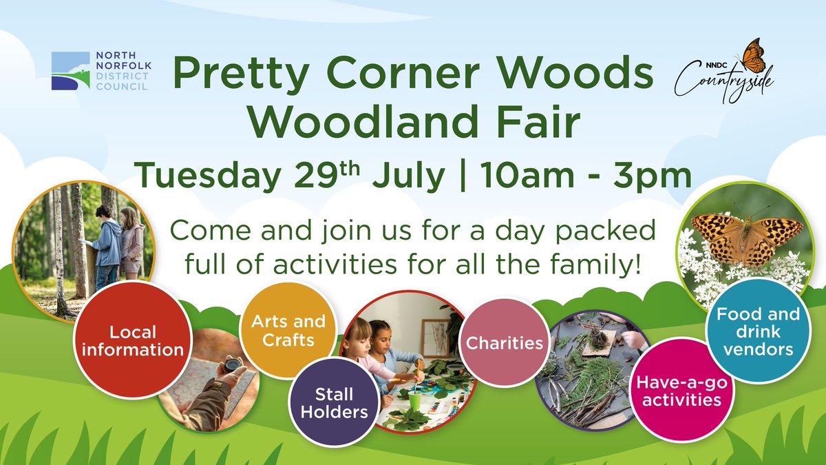 COUNTRYSIDE: The Pretty Corner Woods Woodland Fair is back! 🌳
 
Join us on Tuesday 29 July for a fun day of arts and crafts, stalls and lots of activities - pre-booking is required for entry tickets and car parking.
 
Book here - bit.ly/4kQECdW
