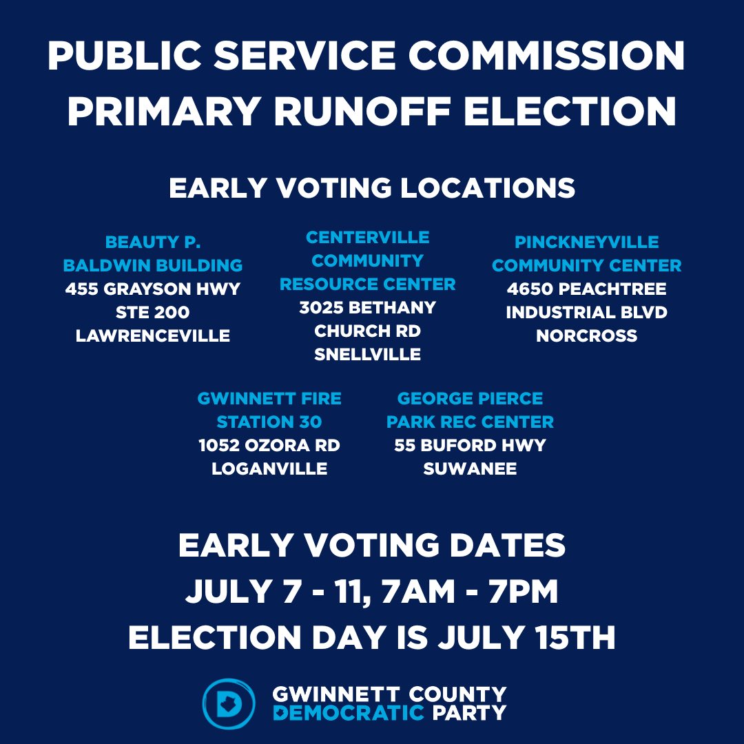 The Public Service Commission race for district 3 has gone to a runoff! The winner will go on to take on a Republican opponent in November. These people influence your electric bills, so please vote! See below for early voting locations and double check with my voter page.