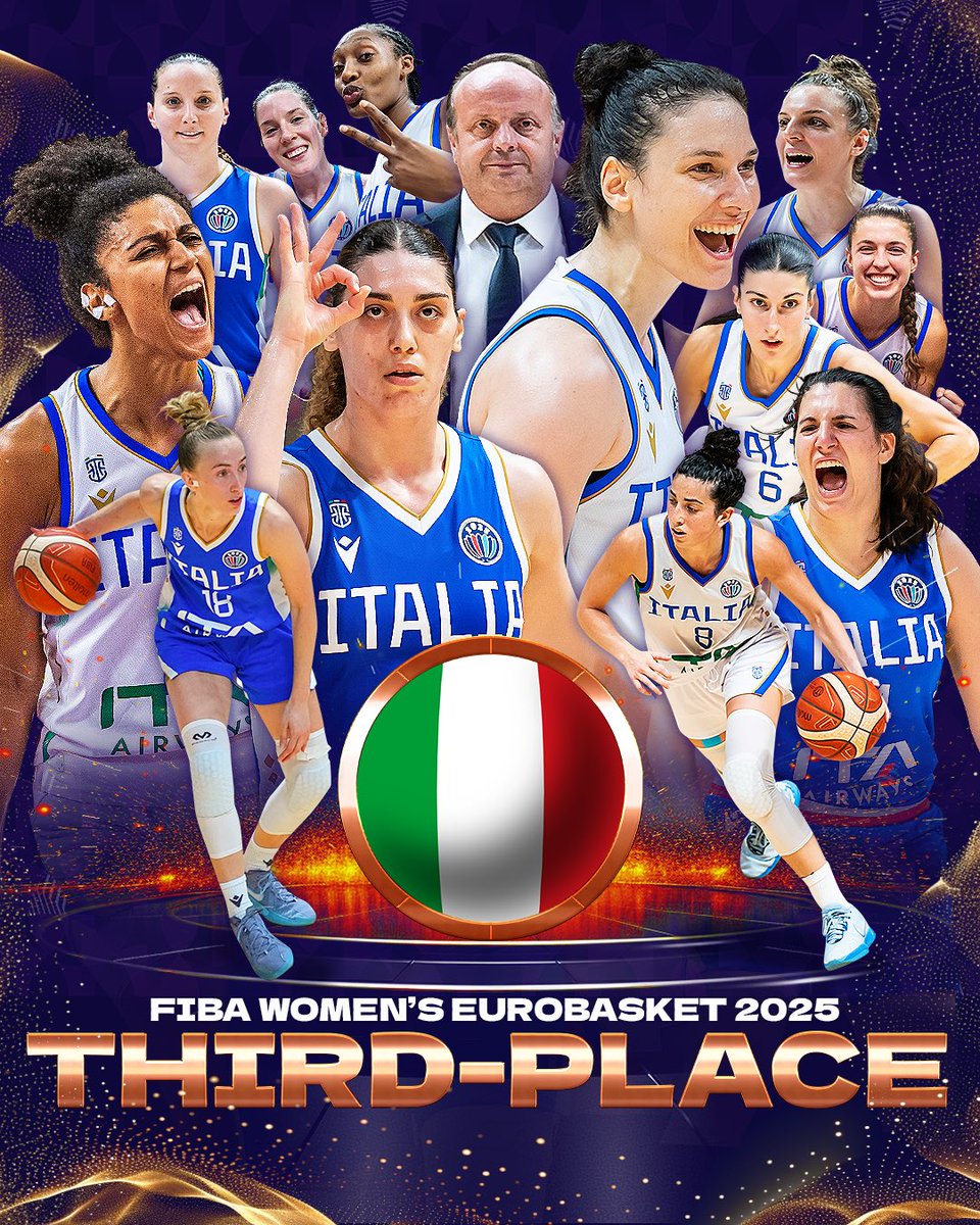 FIBA Women's EuroBasket (@eurobasketwomen) on Twitter photo ITALY ARE BACK ON THE PODIUM AFTER 30 YEARS 💥
Your #EuroBasketWomen bronze medalist, <a href="/Italbasket/">Italbasket</a>! 🥉🇮🇹 ITALY ARE BACK ON THE PODIUM AFTER 30 YEARS 💥
Your #EuroBasketWomen bronze medalist, <a href="/Italbasket/">Italbasket</a>! 🥉🇮🇹