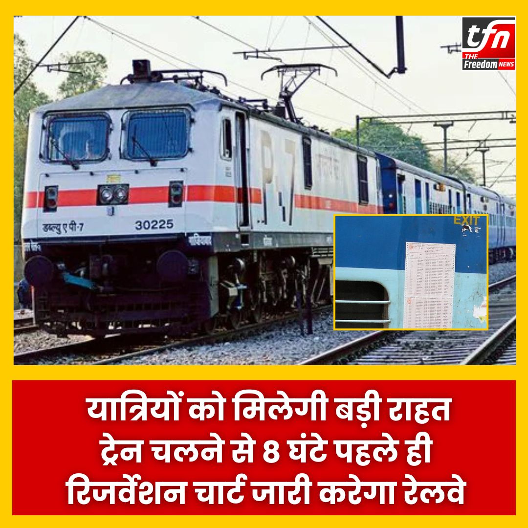 gstanwardigital's tweet image. Indian Railway :यात्रियों को मिलेगी बड़ी राहत ट्रेन चलने से 8 घंटे पहले ही रिजर्वेशन चार्ट जारी करेगा रेलवे | The Freedom News
#indianrailway #reservationchart #reservation #ashwinivaishnaw #indianrailways #thefreedomnews