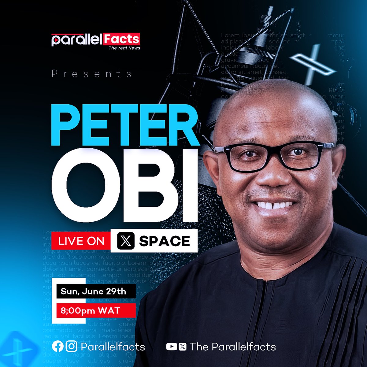 His Excellency Mr <a href="/PeterObi/">Peter Obi</a> will be live on ParallelFacts Media X Space Tonight 8PM WAT. 

Stay Tuned ⏰ 

Do send in your questions with the Hashtag #PeterObiOnParallelFacts