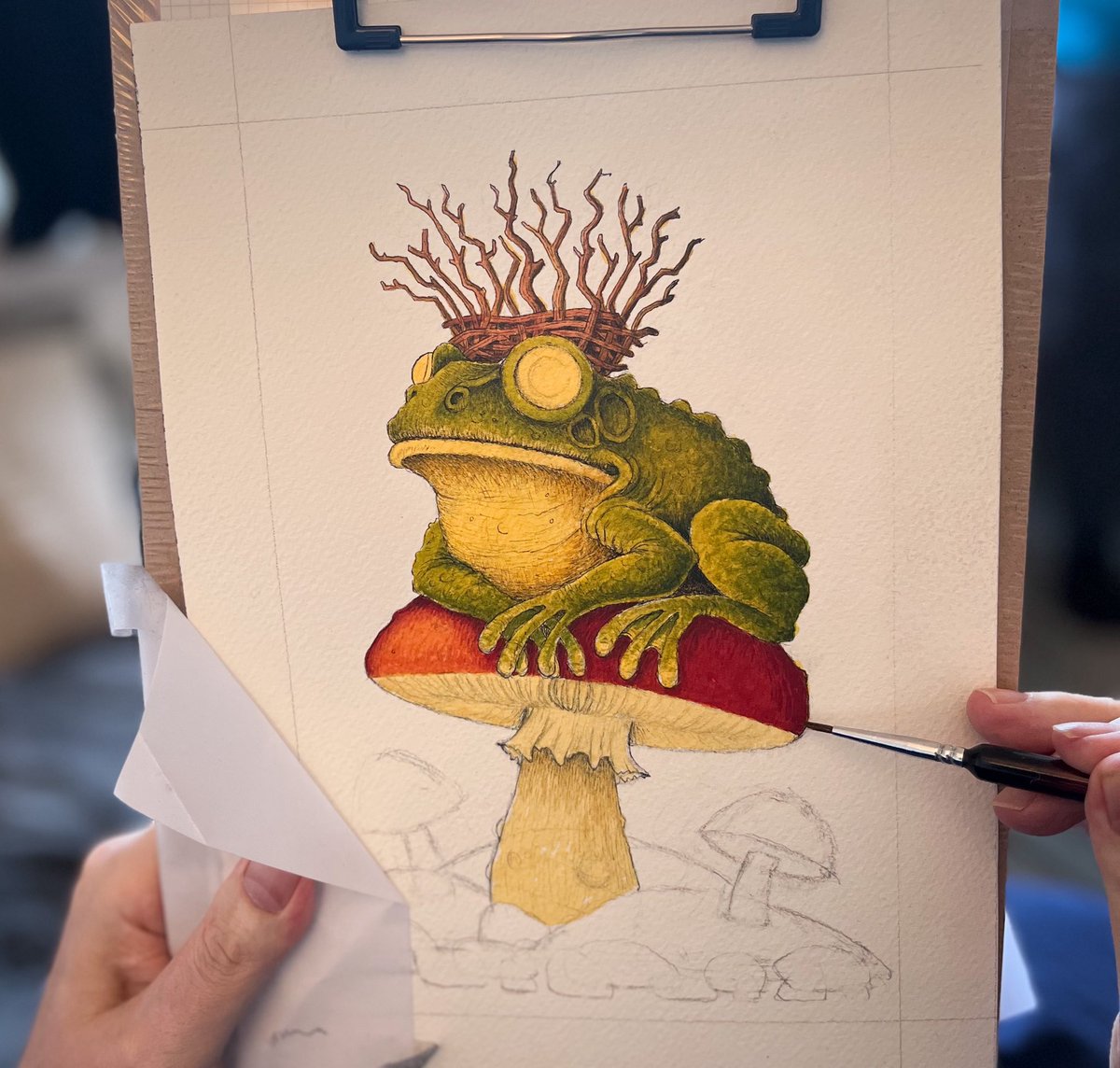 Mr_barghest_'s tweet photo. Some watercolour glazes on the Toad King. 🙏 https://t.co/Mxvh9xumt0