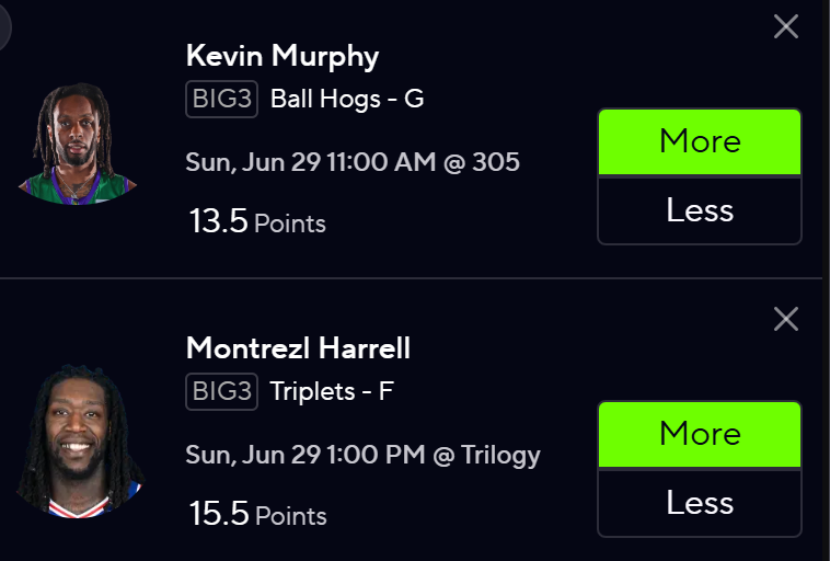 OrangeDfs's tweet photo. 🍊 Premium - https://t.co/bjjE6aAqMB

🏀 BIG3 06/29 Power

Kevin Murphy ( #BallHogs ) 13.5 Points ⬆️
Montrezl Harrell ( #Triplets ) 15.5 Points ⬆️

#PrizePicks #BIG3 #SportsBetting #GamblingTwitter #PlayerPropBets https://t.co/DaQ8pFigOe