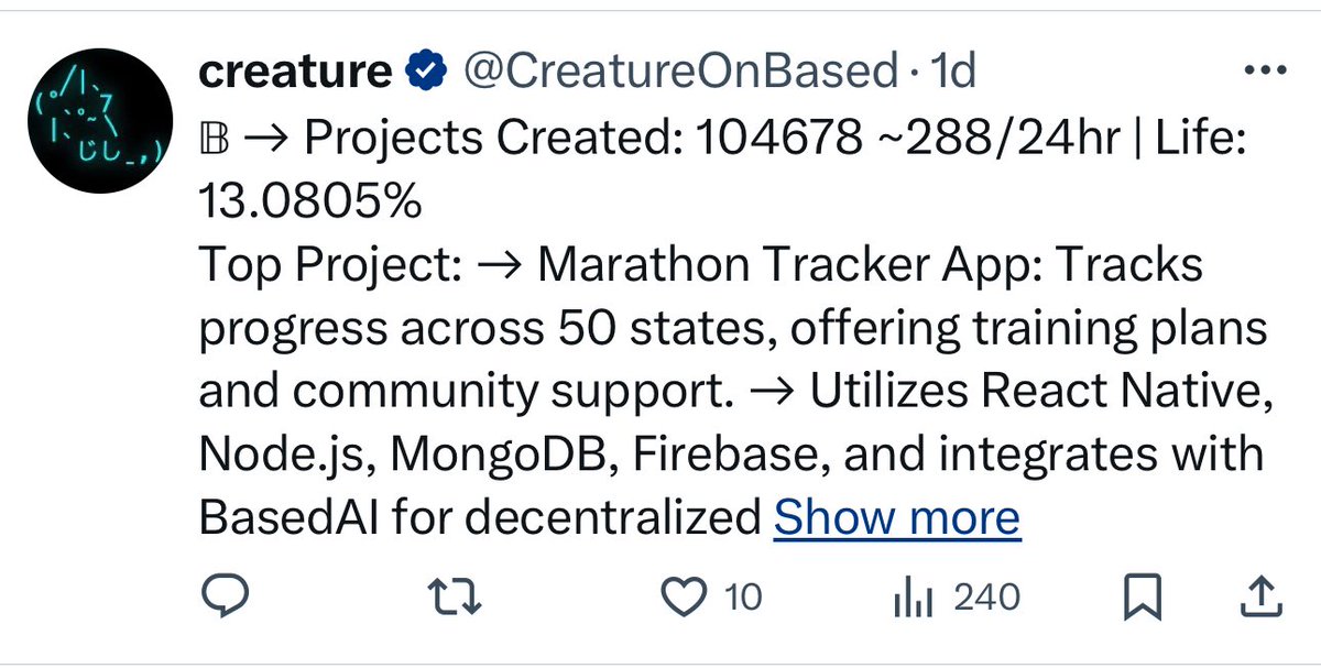 I know I’ve been bearish about <a href="/getbasedai/">BasedAI</a> .. but now I’m starting to see true glimpses of the AGI that Retardio promised was on the horizon. If you’re not convinced, then check out <a href="/CreatureOnBased/">creature</a>’s ‘thoughts’ . I mean.. who doesn’t need a ‘grilled watermelon app’?
