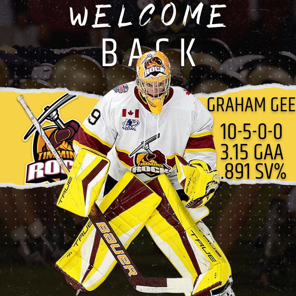 🚨ROSTER ALERT 🚨

The Rock are thrilled to announce the return of goaltender Graham Gee for the upcoming season! 

Last season, he held it down with a 10-5-0-0 record, 3.15 GAA, and an .891 SV% — and he’s just getting started! 🔥

#Timmins #NOJHL #Goalies