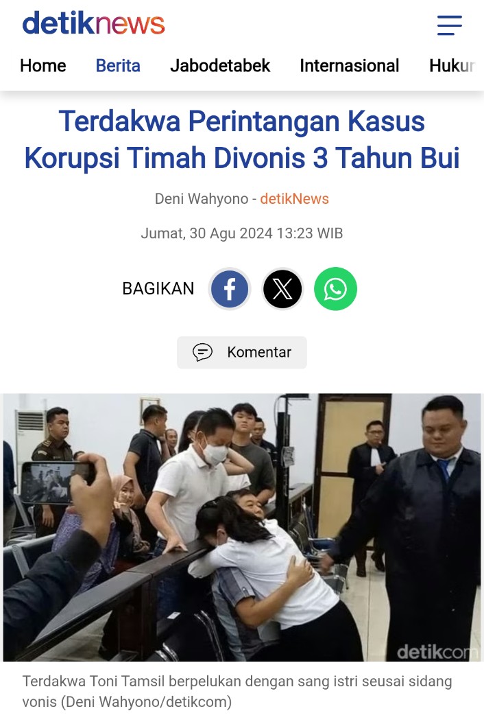 Pak <a href="/prabowo/">Prabowo Subianto</a> inikah Hasil "PERANG LAWAN KORUPSI" Yang Bapak Gaungkan Itu ?

300 T Yang Mereka Korup Di Kasus Timah Cuma di Anugrahi Dengan Hukuman 3 Tahun, Artinya Kalau Majelis Hakim Yang Menyidang Kasus Ini Malah Lempar "TAIK" Ke wajahmu dan Menganggap Ucapan mu Pak <a href="/prabowo/">Prabowo Subianto</a>
