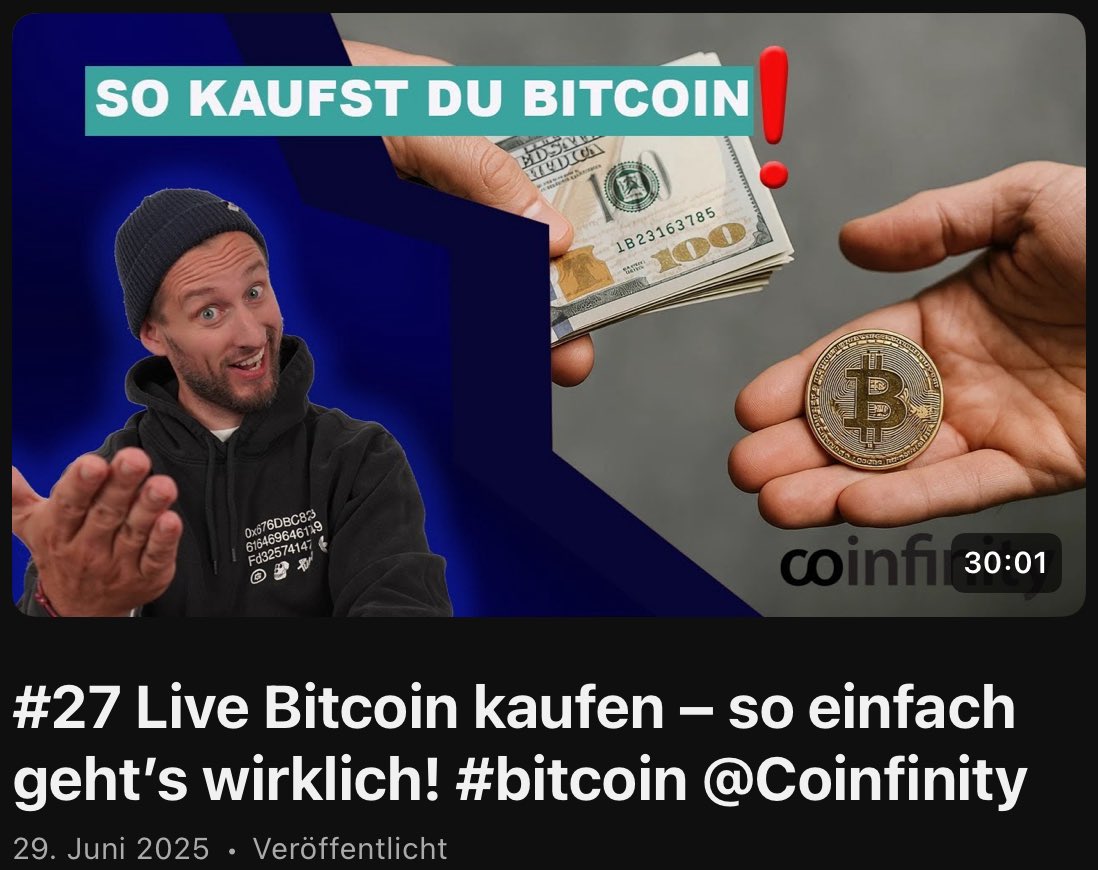 mebitcoindad's tweet image. Wer Bock auf #Bitcoin hat, so kauft ihr die Dinger. Ich zeige es euch…authentisch und ehrlich 😊
@coinfinity es hat zwar länger als 2 min gedauert, ihr seid aber trotzdem die Besten und ich habe auch bisschen getrödelt 😘
youtu.be/TzBBBI46hNY?si…