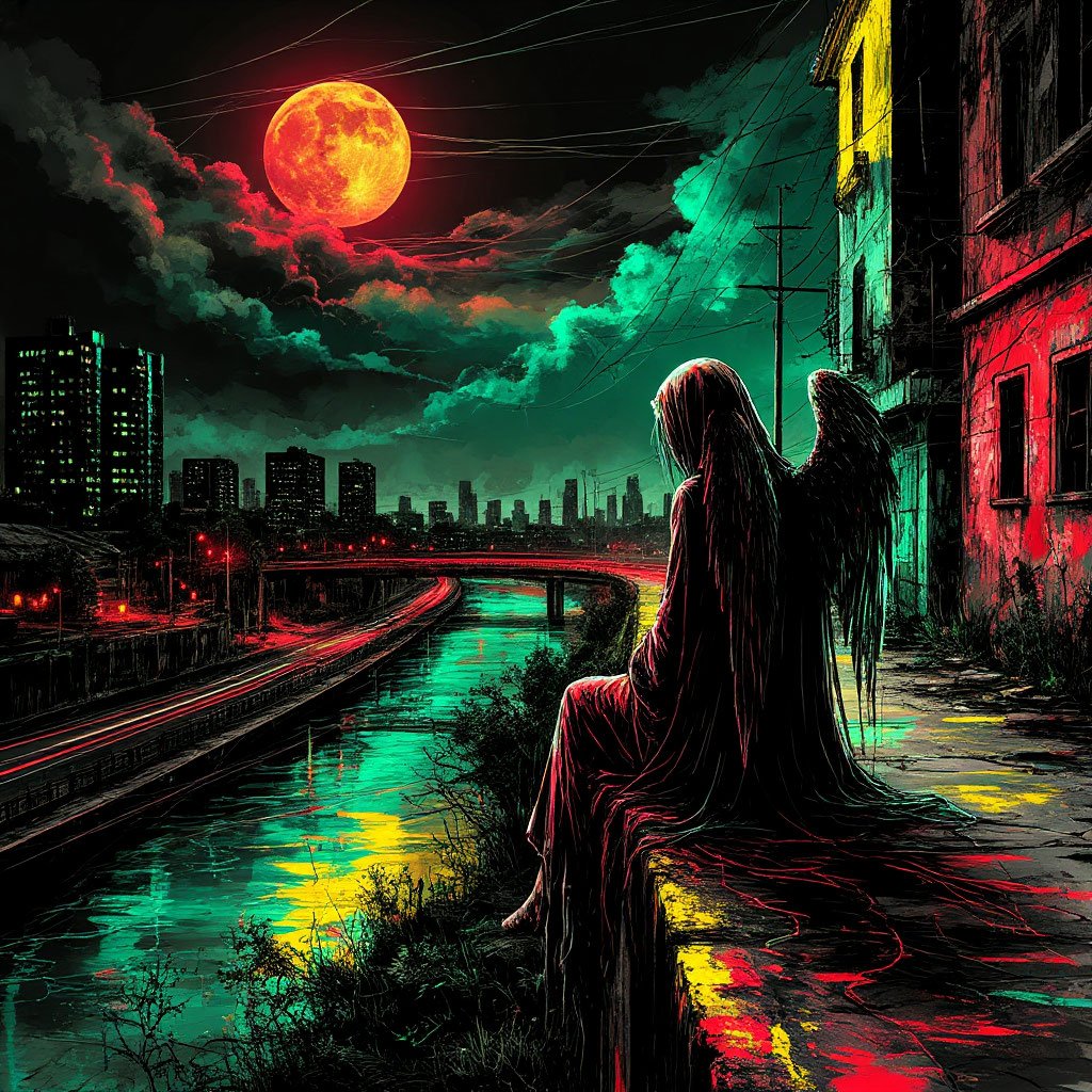 __N_A_I_A__'s tweet photo. Echoes of the Fallen
Beneath a crimson moon's glow, a fallen angel rests by a forsaken city’s edge. Once a beacon of radiance, now a quiet observer of a world steeped in neon and sorrow.
1/1 available on Foundation
https://t.co/LxoCD7i7DQ
#ArtForSale #NFT #EchoesOfTheFallen https://t.co/EspOqJDVJQ