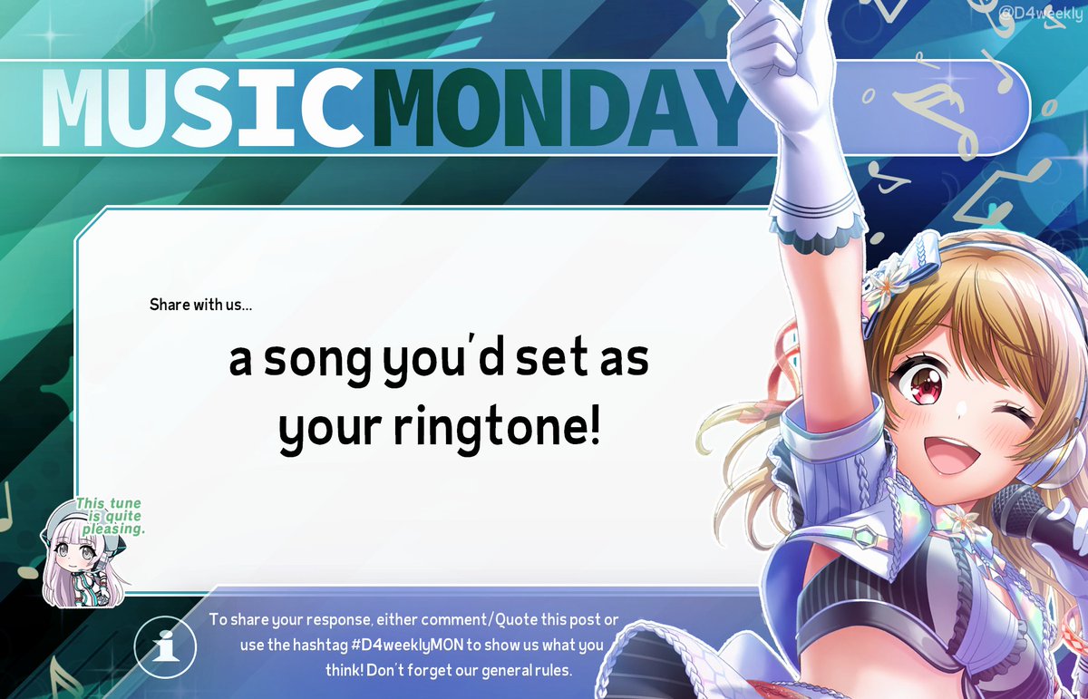 D4weekly's tweet image. MUSIC MONDAY🎶
➡ Check the image below for this week's Monday prompt! Don't forget to use the hashtag #D4weeklyMON or share your response on this very post!
#D4weekly