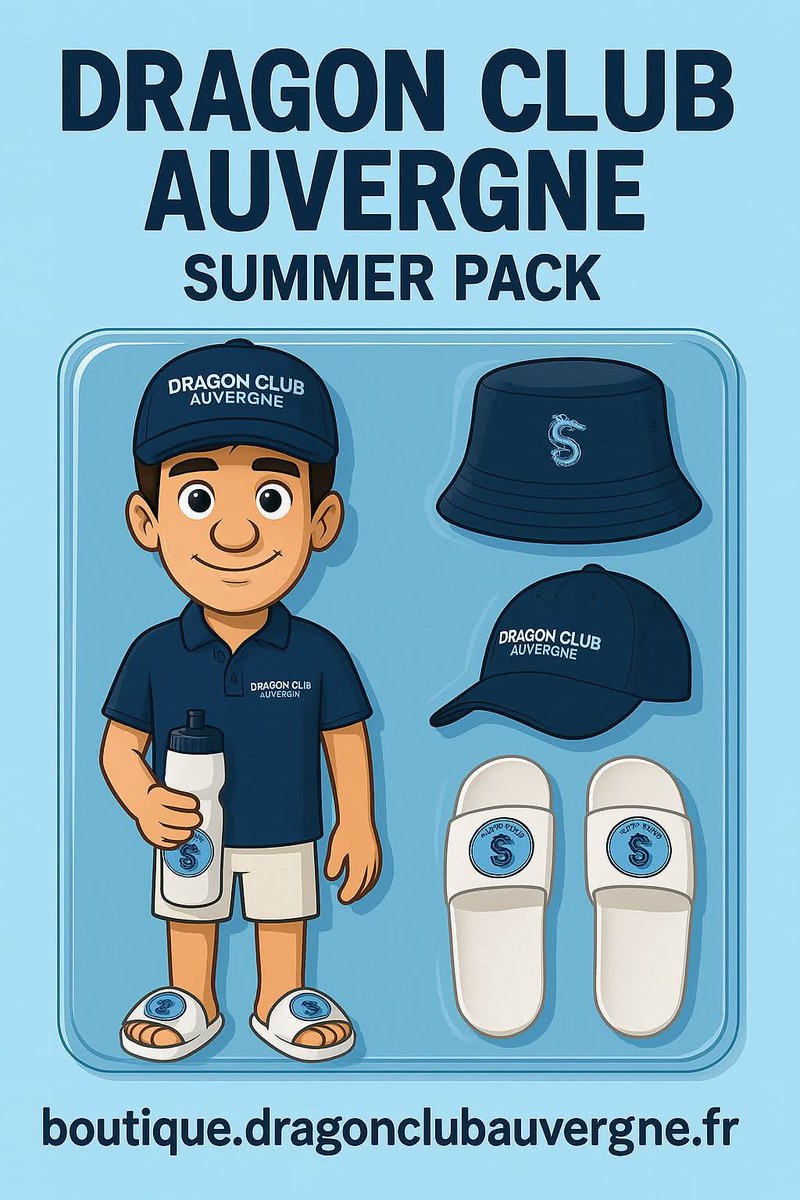 jean03200's tweet photo. ☀️ L’été est lancé… et ton look de supporter ? 🐉

Fais la diff’ cet été avec les essentiels du @DragonAuvergne :
Casquette, polo, tongs, bob, gourde… l’attirail parfait pour afficher ta passion JAV sous le soleil !

[1/2] https://t.co/MSlO1ombdJ