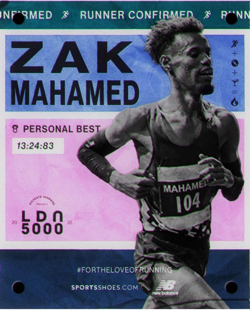 Highgate Harriers (@highgateharrier) on Twitter photo Next up our Men’s A Race - it’s Zak Mahamed! Already a silver medalist at out track in 2023, Zak comes in with a PB of 13:24:83.
📍Parliament Hill
 📆4th July 1800-2200
We are proud to present the LDN5000, proudly supported by <a href="/NBRunning/">New Balance Running</a> and
<a href="/sportsshoes_com/">sportsshoes_com</a>. Next up our Men’s A Race - it’s Zak Mahamed! Already a silver medalist at out track in 2023, Zak comes in with a PB of 13:24:83.
📍Parliament Hill
 📆4th July 1800-2200
We are proud to present the LDN5000, proudly supported by <a href="/NBRunning/">New Balance Running</a> and
<a href="/sportsshoes_com/">sportsshoes_com</a>.
