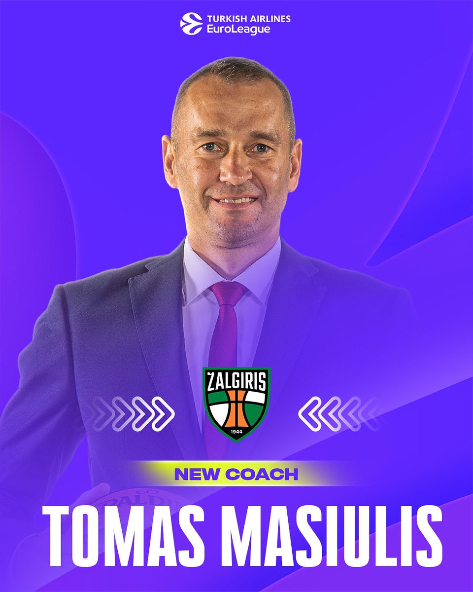 EuroLeague's tweet photo. Homecoming 🙌🇱🇹

EuroLeague Champion Tomas Masiulis returns to Kaunas in the role of a head coach as he signs a 2+1 deal with @bczalgiris ✍️ https://t.co/0JydNkkoUE