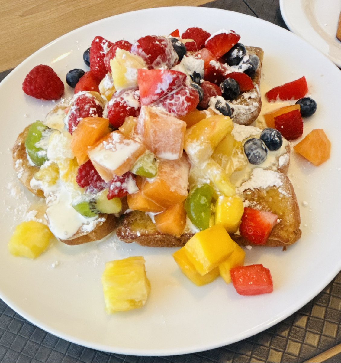 Fruit salad &amp; French Toast.🫐🍓🍇🍉