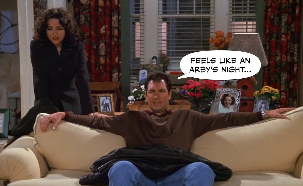 Seinfeldism1's tweet photo. Feels like an Arby’s night… #Puddy #Seinfeld https://t.co/yVq7GxI9W7
