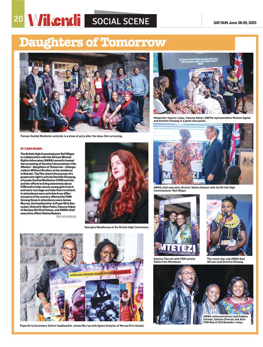 AWRA_org's tweet image. MTETEZI: Daughters of Tomorrow continues to soar!
We’re thrilled to be featured in today’s edition of @PeopleDailyKe a big thank you to @cashmandi for the incredible spotlight.
Catch the full story on page 20 of the ePaper 👉 pd.co.ke ✅