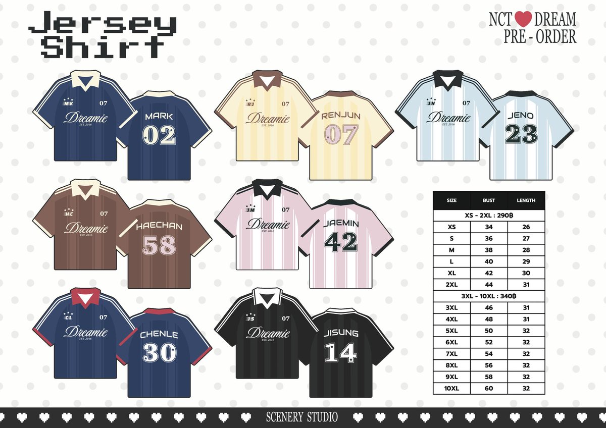 scenerystudio_'s tweet photo. 👕 pls rt or fav ☆!!
Pre - เสื้อ jersey nct dream

☆ size XS - 2XL : 290฿
☆ size 3XL - 10XL : 340฿

👼🏻 more details &amp; order ; https://t.co/BetLuWTgkf

🏃🏻‍➡️⚽️ ปิดพรีเมื่อถึงจำนวนที่แพคไหว
ฟอร์มเปิดให้กรอก 30/06 (เวลา 19.30) https://t.co/Ro2gBYCjUZ