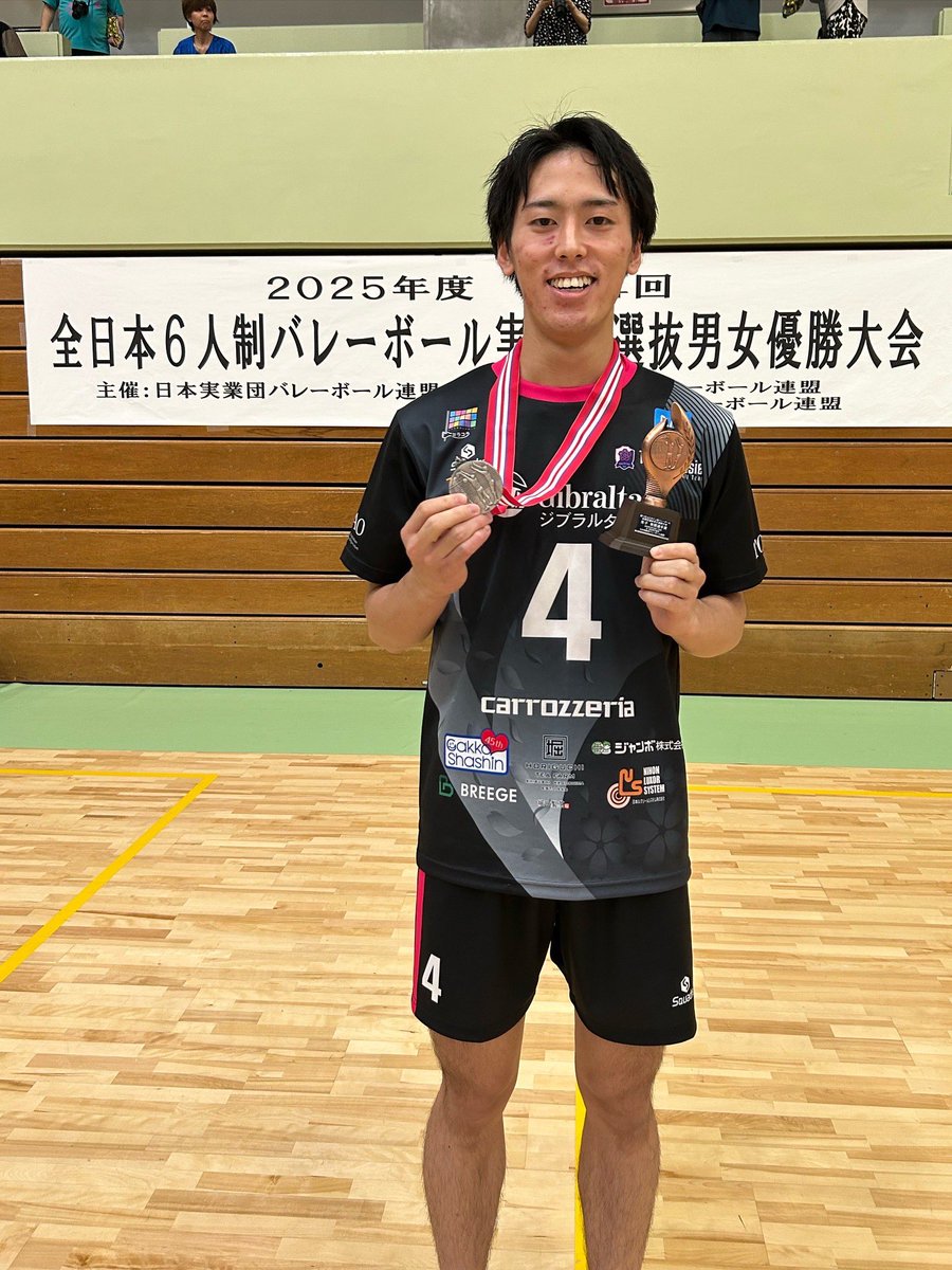 2025年度第１４回全日本６人制バレーボール実業団選抜男女優勝大会　男子大会の個人賞受賞者を掲載致します。

最優秀選手賞
アイシンティルマーレ碧南
12番　山本　涼　選手

敢闘選手賞
東京スリジエ
4番　西脇　惇平　選手
