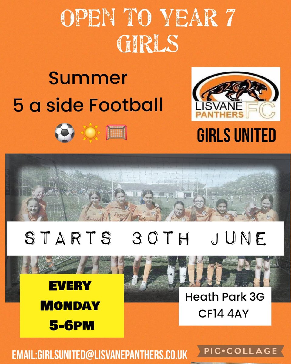 Lisvane Panthers FC (@lisvnepantherfc) on Twitter photo Lisvane Girls u13s running SUMMER 5 A SIDE for next 8 weeks. Starts Monday 30th June.New players- current Year7 welcome. No cost-turn up-play.
<a href="/AG_BroEdern/">Addysg Gorfforol</a>
<a href="/PEatCardiffHigh/">CHS PE Department 🔴⚫️</a>
<a href="/CCHSGirlsPE/">Corpus Christi Girls' PE</a>
<a href="/CathaysHigh_PE/">Cathays High School: PE Department</a>
<a href="/BOLHS_PE/">Bishop PE Department</a>
<a href="/stteilos_PE/">St Teilo's PE</a> Lisvane Girls u13s running SUMMER 5 A SIDE for next 8 weeks. Starts Monday 30th June.New players- current Year7 welcome. No cost-turn up-play.
<a href="/AG_BroEdern/">Addysg Gorfforol</a>
<a href="/PEatCardiffHigh/">CHS PE Department 🔴⚫️</a>
<a href="/CCHSGirlsPE/">Corpus Christi Girls' PE</a>
<a href="/CathaysHigh_PE/">Cathays High School: PE Department</a>
<a href="/BOLHS_PE/">Bishop PE Department</a>
<a href="/stteilos_PE/">St Teilo's PE</a>