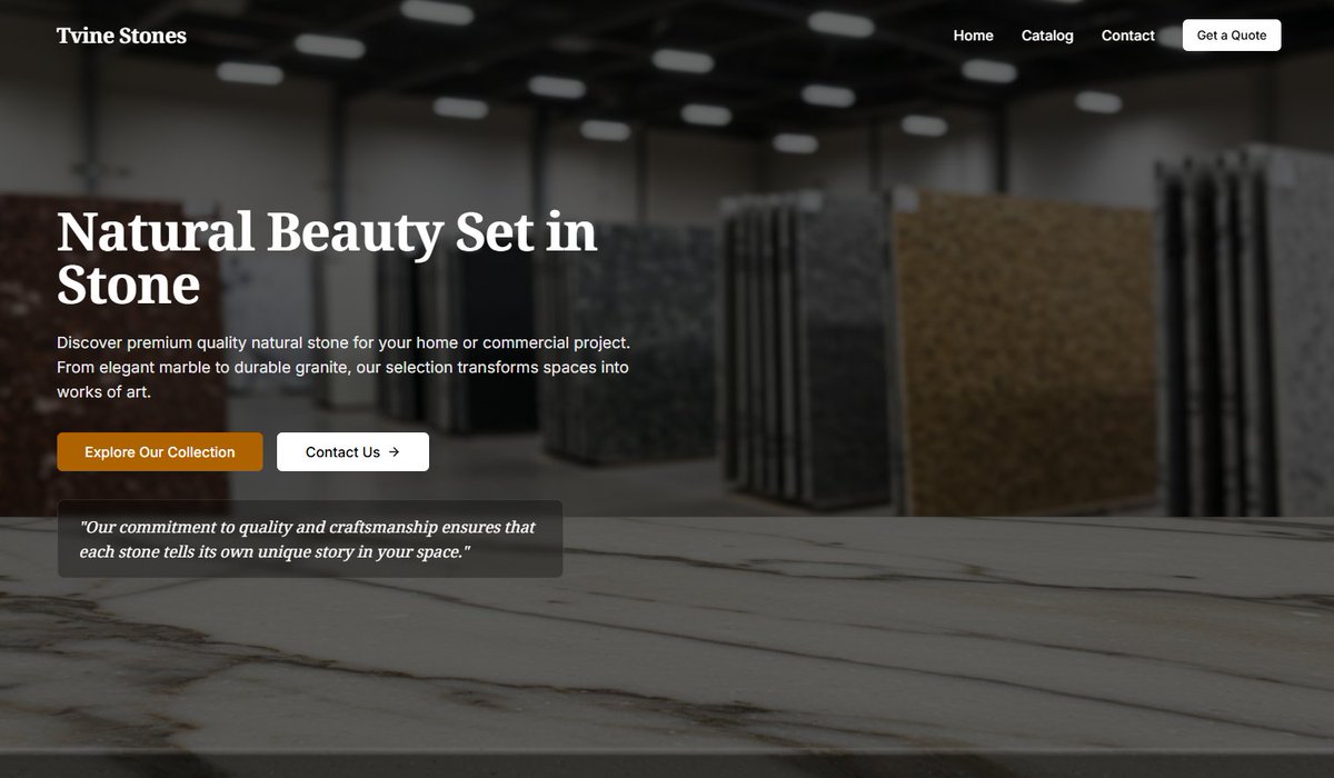 Hero section for a UK granite supplier