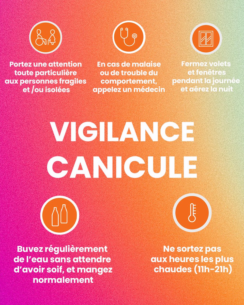 Près de 80 départements sont placés en vigilance orange canicule.

Hydratez vous, prenez soin des plus fragiles.