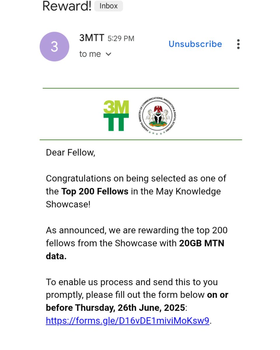 ezinne_anne's tweet photo. Thank you @3MTTNigeria for the data gotten from the May Knowledge Showcase. I'm so grateful to be among the top 200 fellows and am also encouraged to keep building. Thank you so much 🙏🏼
#3mttLearningCommunity 
#3MTT https://t.co/qEuY952DwZ