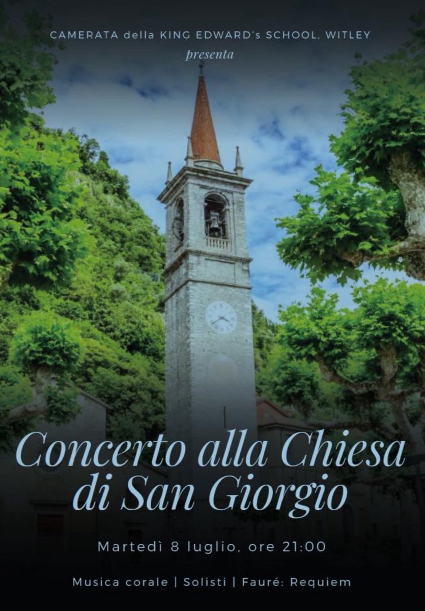 🇮🇹🎶 If you’re in Milan or Lake Como next week, come and hear the <a href="/KESWMusic/">KESW Music</a> camerata sing, and I’ll be doing some solos and duets too

7th July, 5pm- Mass, Duomo di Milano
8th July, 3pm - concert, Villa Monastero, Varenna
8th July, 9pm - concert, Chiesa San Giorgio, Varenna