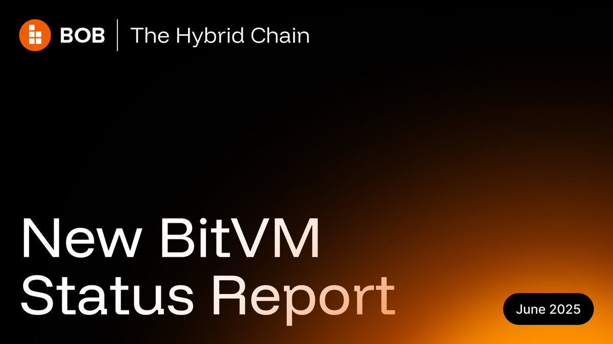 BitVM is getting real.

Status Report #2 is live:

&gt; Progress on bitvm3 (1,000x cheaper)

&gt; New approaches to make bridges more capital-efficient

&gt; How hybrid chains like BOB will connect Bitcoin to DeFi at scale

Read it here ↓
bitvm-acc.org