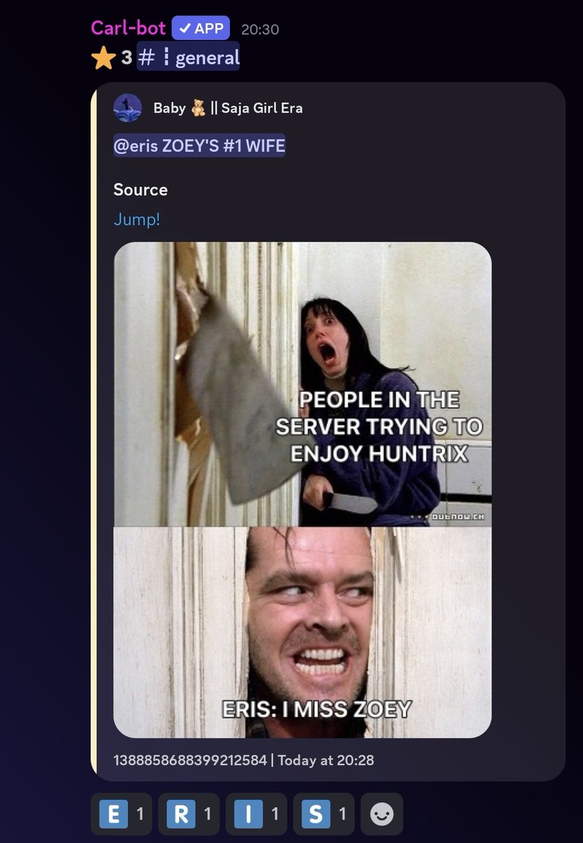 erispawnsible's tweet image. If you join the Kpop Demon Hunters Huntr/x sapphic server... this is the first thing ull see

Join now if you love, Rumi, Mira, Zoey, RuMira, ZoeMira, ZoeRumi, Polytrix!

➡️: discord.gg/bdeDAF7w

#KPOPDEMONHUNTERS #Polytrix #ZoeRumi #RuMira #ZoeMira