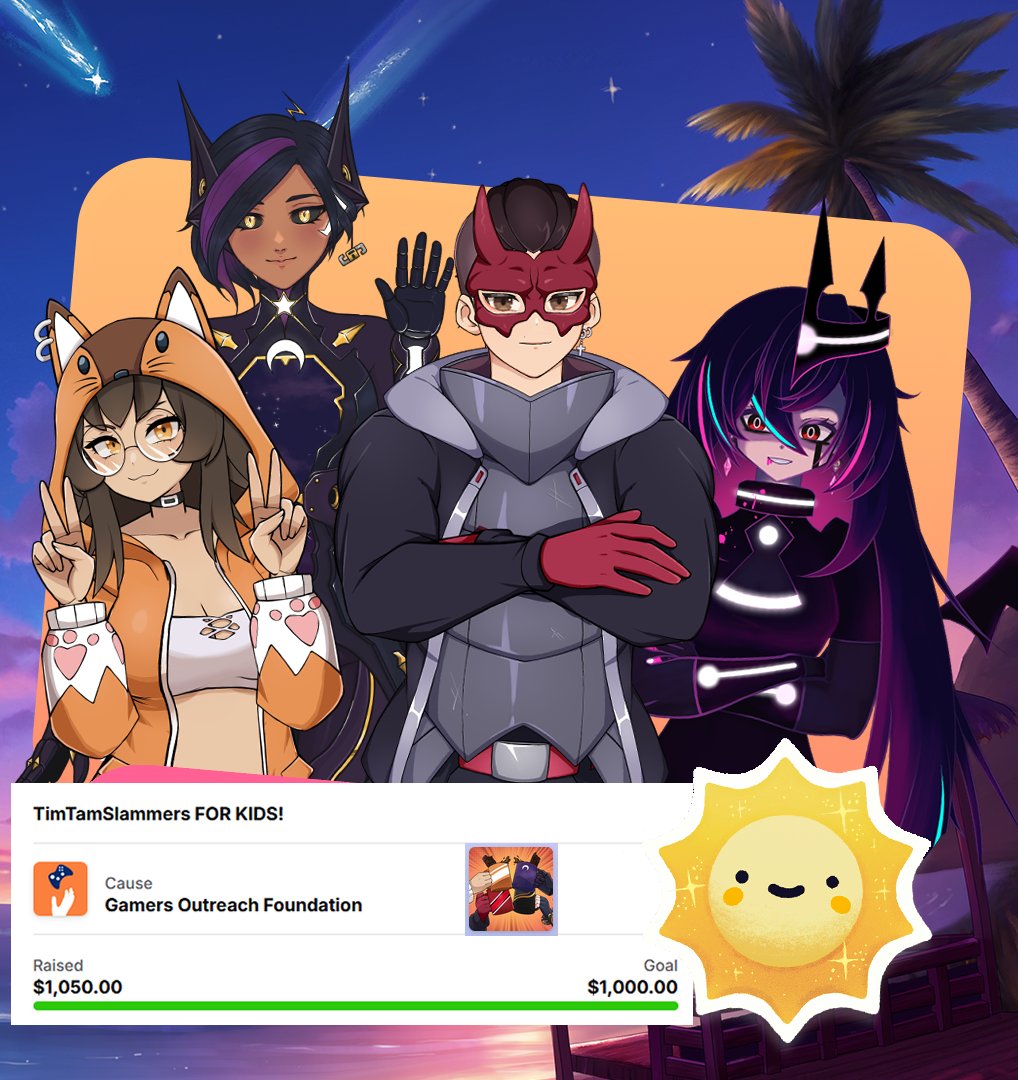 FSSketches's tweet photo. $1050 raised for @GamersOutreach ! We drank Pilk, we ate a spoonful of Vegemite, but it was all worth it FOR THE KIDS! Thank you to our generous donators! 

Tim Tam Slammers signing off for #VtuberSS2025 https://t.co/udmd34shz7