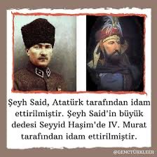 Mahkemede Şeyh Saide hakim sorar:

- Neden isyan ettin

Cevap;

- Din elden gidiyordu.

Hakim; 

-İstanbul 5 yıl boyunca İngiliz, Fransız ve İtalyan işgali altında kaldı, o zaman neredeydin ?

Cevap: YOK!

Siyasal İslamcı ve Etnik Kürtçü uyduruk tarih anlatısında Şeyh Sait din