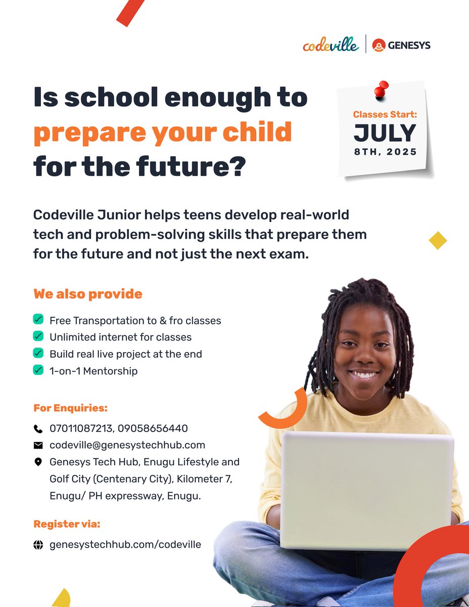 It's never too early to get into tech don't you agree?👀
I've got something for all ages😌
Enroll today 👇🏿👇🏿
<a href="/_learnable/">Genesys Learnable</a> <a href="/_tappiii/">Tappi 𝕏</a> <a href="/_learnable/">Genesys Learnable</a>