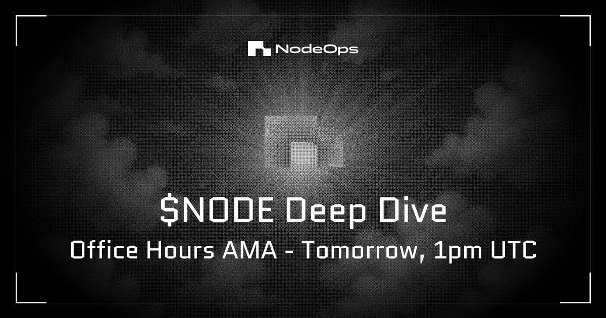 NodeOpsHQ's tweet image. $NODE goes live tomorrow, we want to share this moment with you 🫂

How?

We’re hosting an Office Hours AMA to deep dive into $NODE claim mechanics, tokenomics, the path to TGE, what’s next, and more.

➤ Wen? Tomorrow, 1pm UTC
➤ Set your reminder now: x.com/i/spaces/1RDGl……
