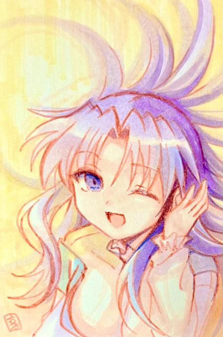 694日目のアナログイラストはONE.の川名みさき先輩です。
