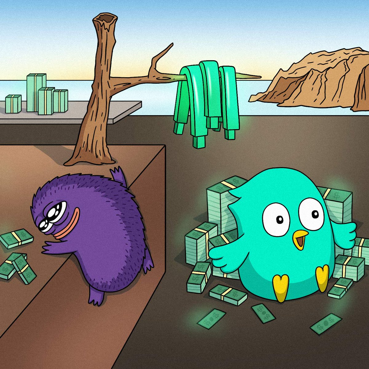 Lucky draw: 20 "Money Is Eternal."🎁 

How to participate: 

🐦Follow <a href="/MemesOnFreee/">Memes on Freee 😍</a>,<a href="/Freeexyz/">Freee.xyz</a> 
🐦RT, Like, Drop wallet
🐦24 hours⏰

🎁freee.xyz/collect/base:0…