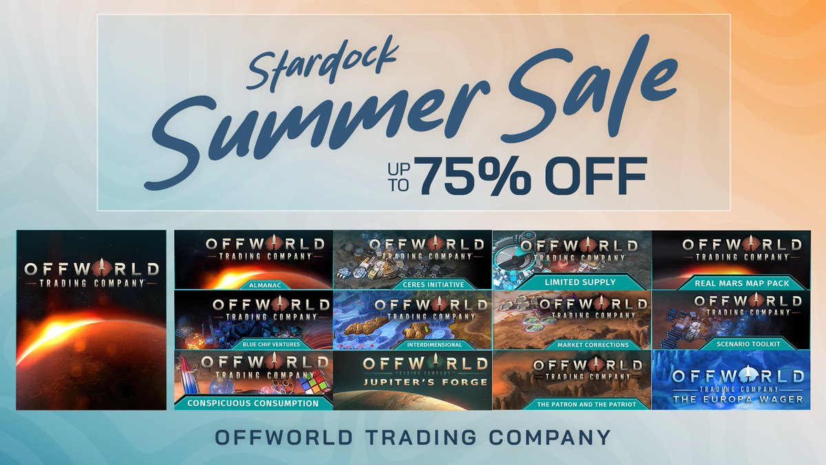 OffworldMars's tweet photo. Get ready to dominate the Martian market! Our 2025 Summer Sale is here with up to 75% off Offworld Trading Company! 📈💥

Shop Now: https://t.co/RkmcQRVmff

#Stardock #SummerSale #OffworldTradingCompany https://t.co/LQj2I9qUZ1