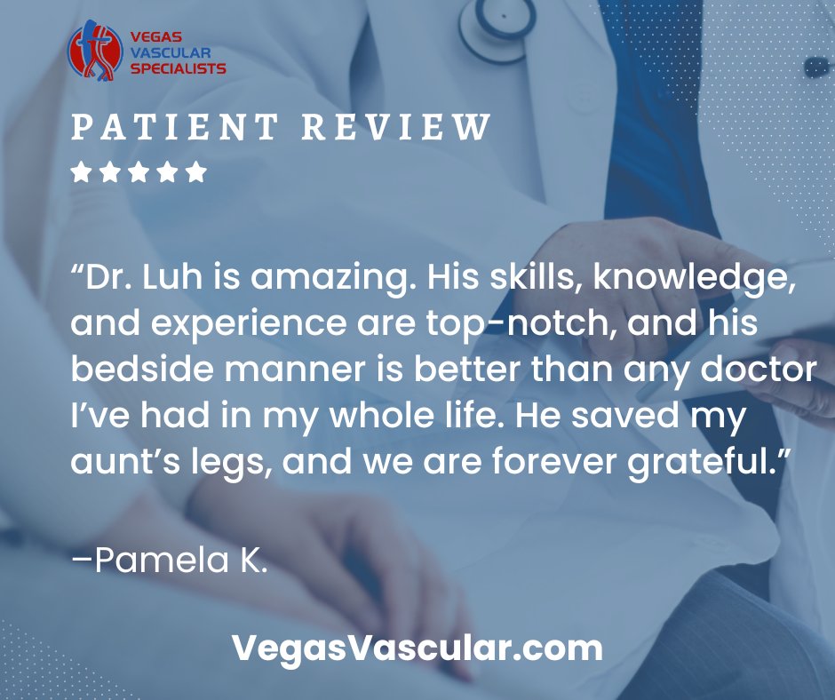 We're honored by your trust in Dr. Luh and our team. Knowing we made a difference for your aunt means everything to us.

#VegasVascularSpecialists #PatientReview #TopVascularCare #Gratitude #VascularHealth