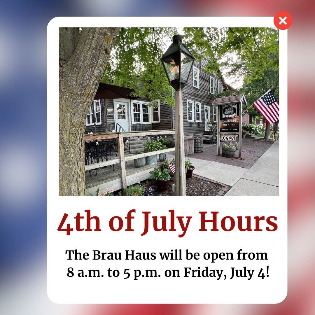 🇺🇸 As you look ahead to the holiday, please note that the Brau Haus will be closing early at 5 p.m. on Friday, July 4!
#MillstreamBrauHaus #BrauHaus #Amana #AmanaColonies
