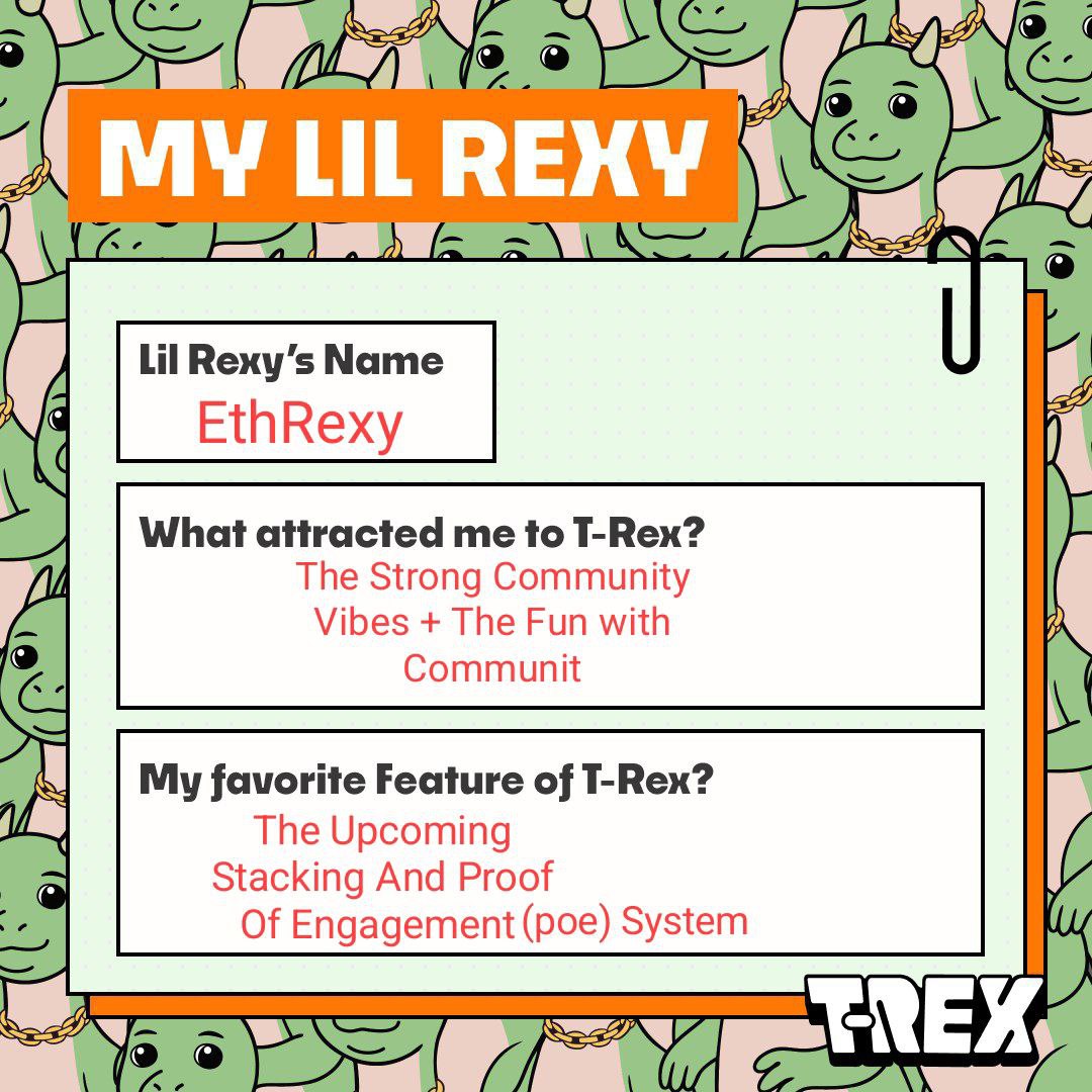 Crypto_Nd_eth's tweet photo. Meet EthRexy — My Lil Rexy Adventure Begins! 🦖@TREX_chain #MyLilRexy https://t.co/cuA6uwGlY7