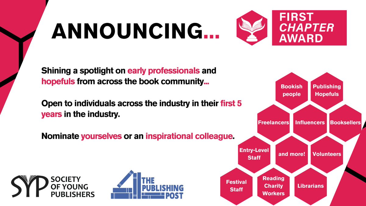 publishing_post's tweet image. Following the success of its inaugural year, in collaboration with @SYP_UK we are proud to announce the return of The First Chapter Award📚
Subscribe to be notified when applications open!
thepublishingpost.com/subscribe
