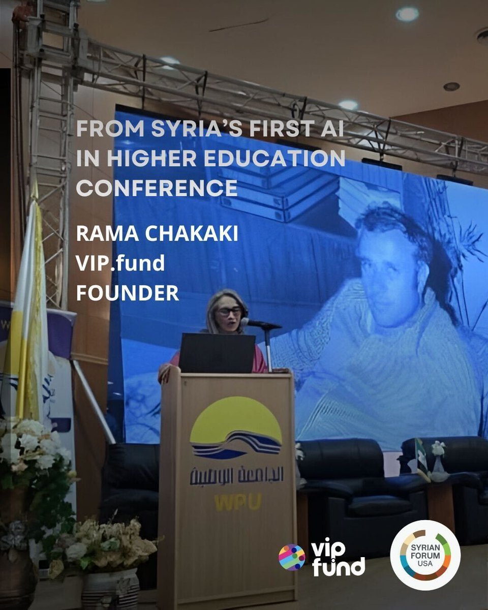 Years after the #Hama massacre, Rama Chakaki returned to her father’s hometown with strength, speaking at Syria’s first #AI in Higher Education conference to honor his educational legacy. She and her siblings continue his dream to help rebuild #Syria.