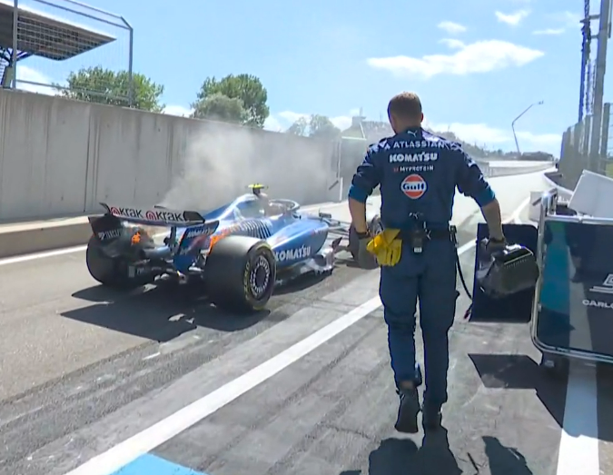sextappen's tweet photo. carlos car is on fire in austria. again. https://t.co/XwoVv1Ue8A