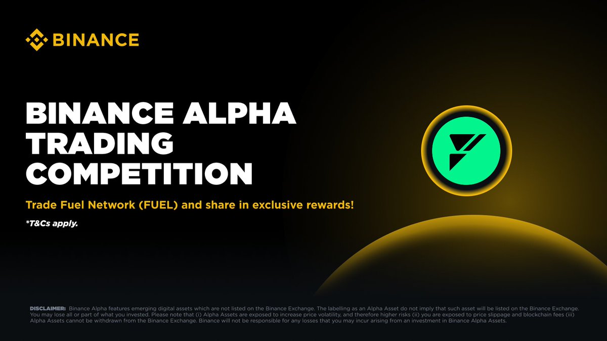 We’re excited to announce that FUEL is LIVE on <a href="/binance/">Binance</a> Alpha!

Trade FUEL today on BSC ⬇️
Contract address: 0x5c8daEabc57E9249606D3bD6d1E097eF492eA3C5
Pool ID: 0x890E659a81D8AB0113238d0ECE4B3F986d8c03a3
Bridging: Use Hyperlane- usenexus.org/?token=0x3cF30…

We’ve spent four years