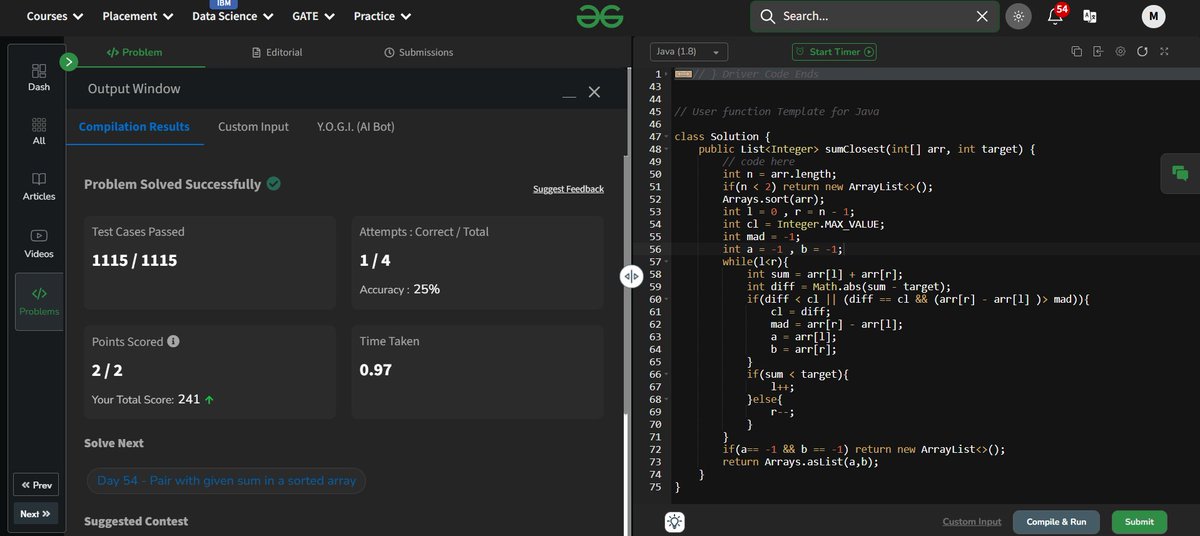 Darshan_031's tweet photo. Day 53 to 56 Solving GFG160 Days Challenge
@geeksforgeeks

#GFGChallenge #CodingJourney #gfg160 #geeksforgeeks #geekstreak2025Day https://t.co/4vnrXsdKCV