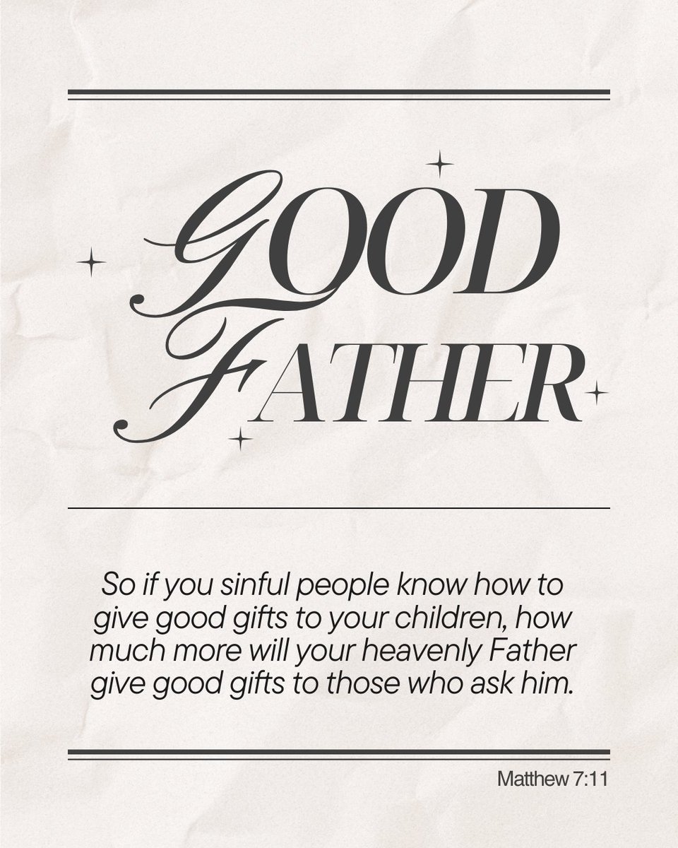 terripearsons's tweet image. Matthew 7:11 reminds us: if earthly parents know how to bless their children, how much more does God long to give good gifts to those who simply ask? Come boldly and receive His goodness.

#TerriCopelandPearsons #Matthew711 #GoodFather #AskAndReceive #SpiritLedLife