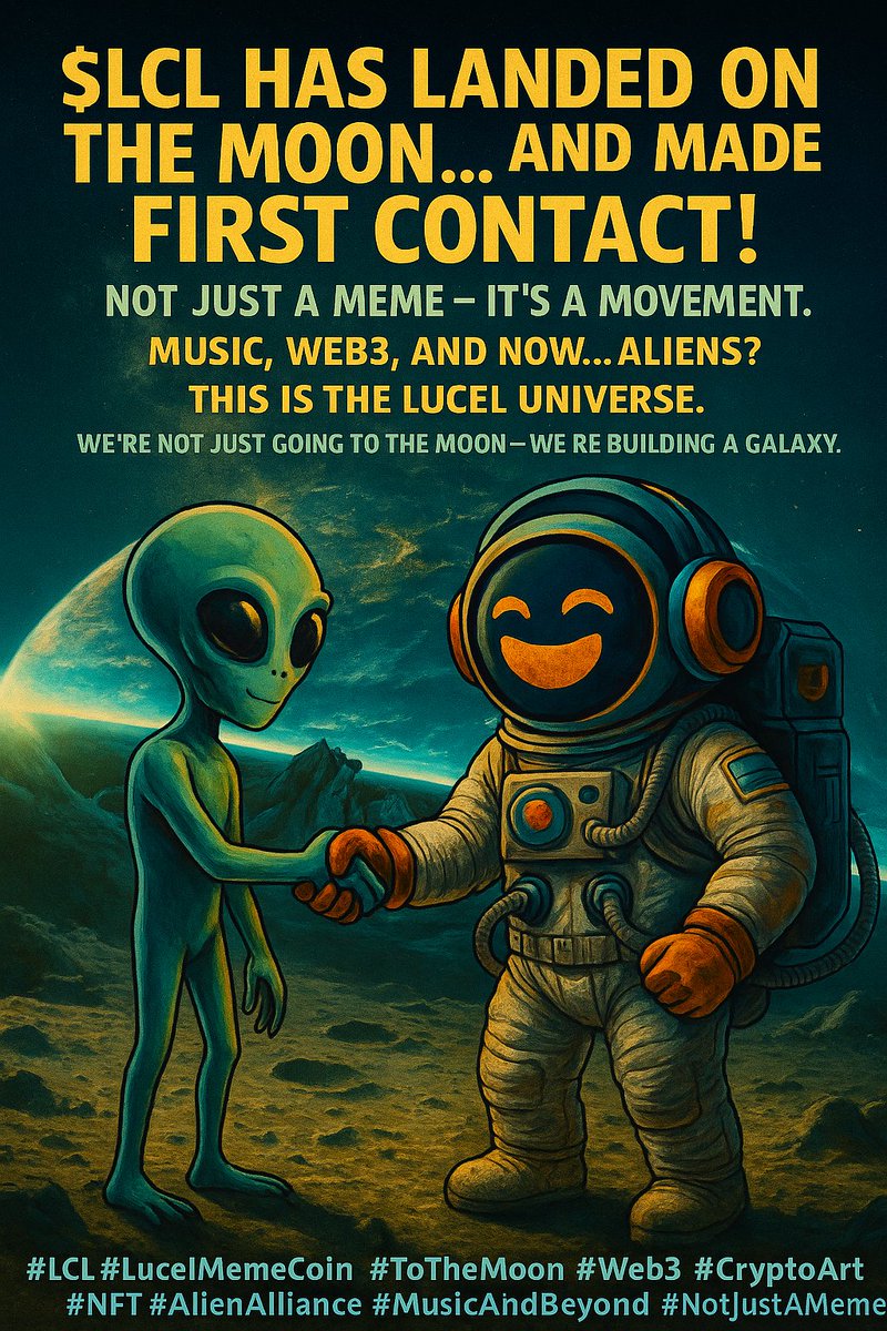 AtelierLucel's tweet photo. 🌌 Even aliens want in on $LCL.
🎧 Music, memes, and Web3 — it's universal.
🚀 Powered by art. Driven by the people.
#LCL #LucelMemeCoin #ToTheMoon #CryptoMeme #Web3Music #AlienApproved #NFT https://t.co/4MSY38LegR