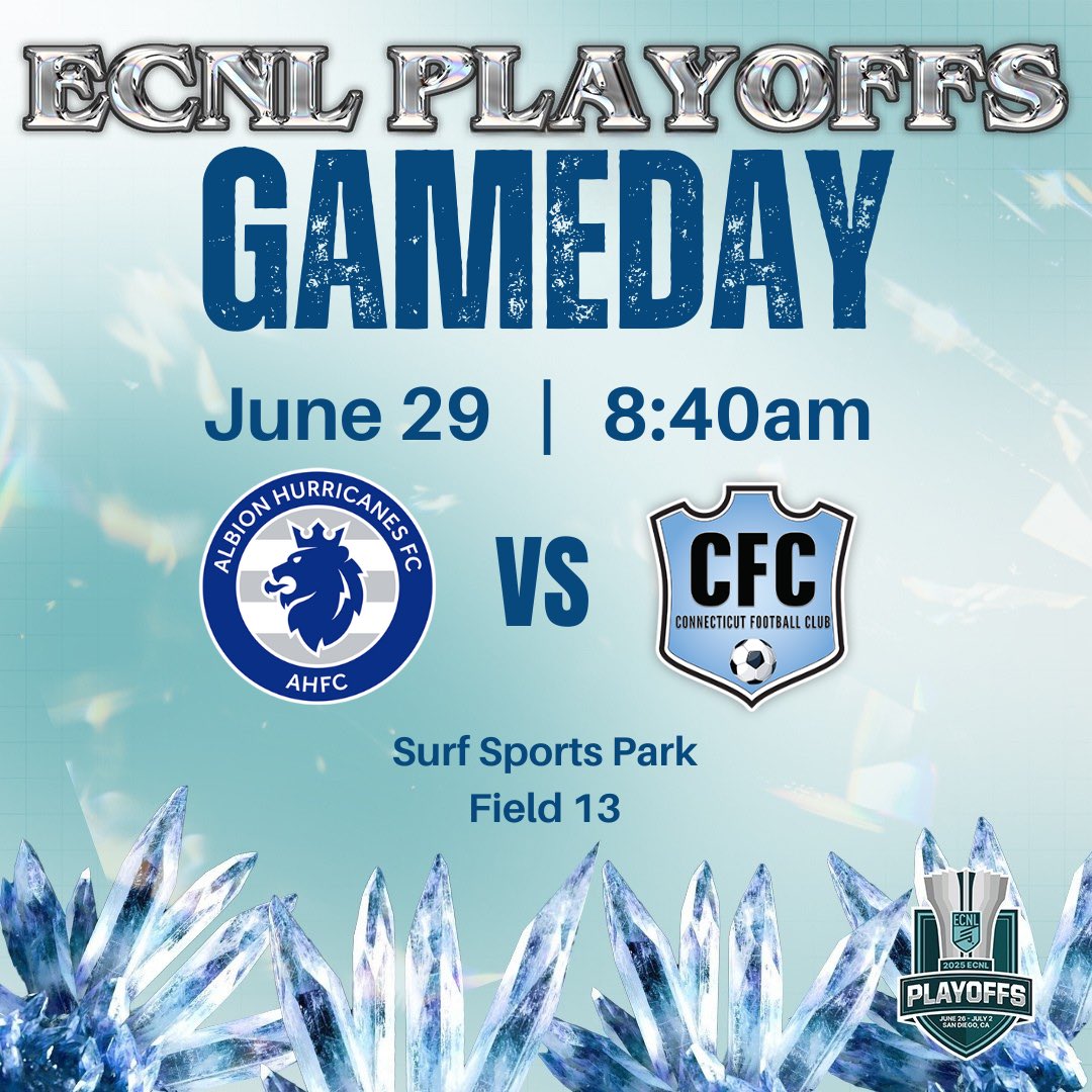 AHFC 09G ECNL (@albion09gecnl) on Twitter photo ☀️ Game Day ☀️
Game 3 of the <a href="/ECNLgirls/">ECNL Girls</a> Champions League today. Locked in and ready to compete. Let’s go! ⚽️ 💪
🆚 Connecticut FC
⏰ 8:40AM
📍 Surf Sports Park - Field 13
⚫️ Black kits
<a href="/ahfcsoccer/">Albion Hurricanes FC</a> <a href="/CoachGusMota/">Gustavo Mota</a> <a href="/ImYouthSoccer/">ECNL/GA/Recruiting/College Soccer</a> <a href="/ImCollegeSoccer/">College Soccer Truth ™</a> <a href="/PrepSoccer/">Prep Soccer ⚽️</a> <a href="/PrepSoccerTX/">Prep Soccer Texas</a> ☀️ Game Day ☀️
Game 3 of the <a href="/ECNLgirls/">ECNL Girls</a> Champions League today. Locked in and ready to compete. Let’s go! ⚽️ 💪
🆚 Connecticut FC
⏰ 8:40AM
📍 Surf Sports Park - Field 13
⚫️ Black kits
<a href="/ahfcsoccer/">Albion Hurricanes FC</a> <a href="/CoachGusMota/">Gustavo Mota</a> <a href="/ImYouthSoccer/">ECNL/GA/Recruiting/College Soccer</a> <a href="/ImCollegeSoccer/">College Soccer Truth ™</a> <a href="/PrepSoccer/">Prep Soccer ⚽️</a> <a href="/PrepSoccerTX/">Prep Soccer Texas</a>