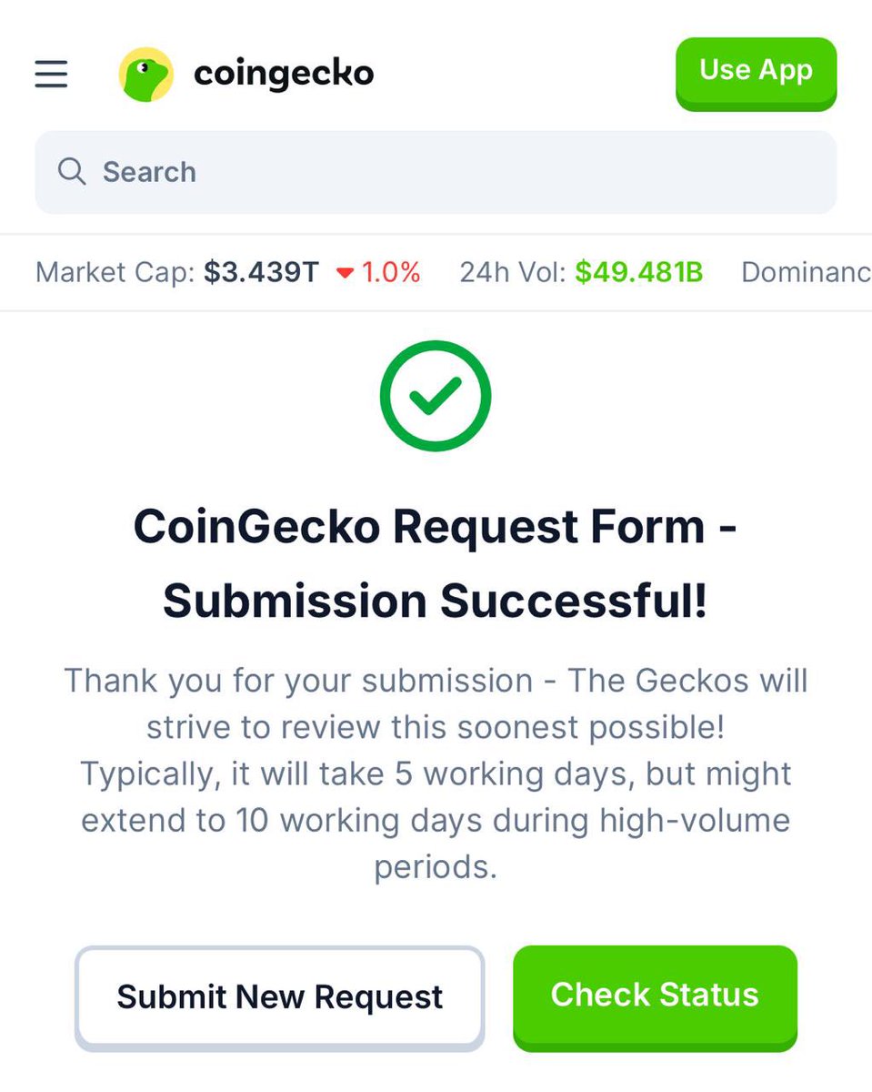 useEs1m's tweet photo. $eS1M update!
We’ve officially applied for @coingecko ✅

Ticket number: CL2906250021

Step by step , we keep building. 📶🚀 https://t.co/ojbYeKNTa4