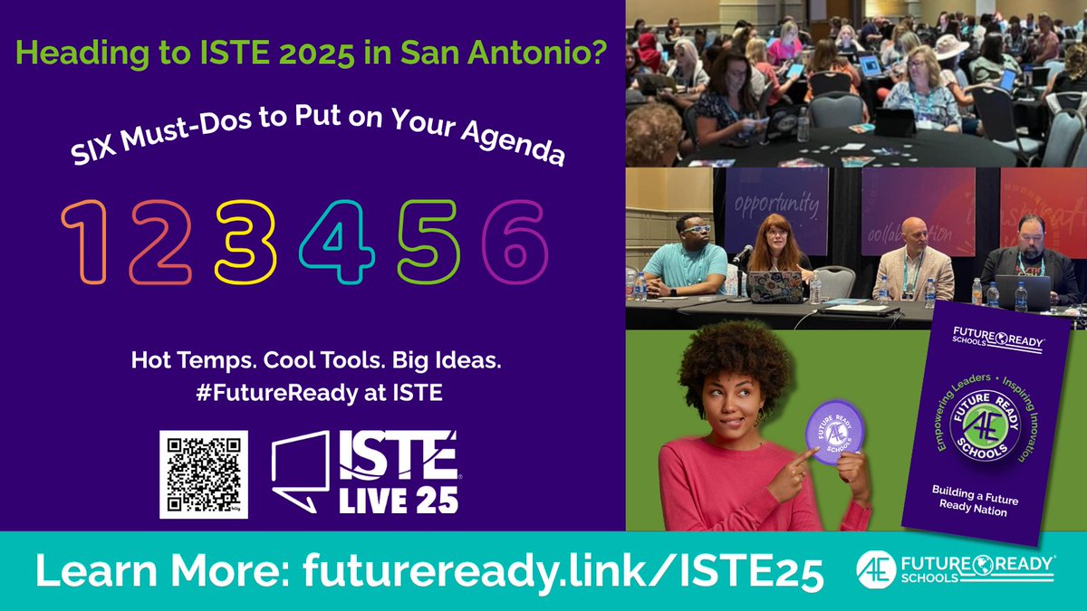 FutureReady's tweet photo. ๐จ Headed to @ISTEofficial? Donโt miss our new blog:
โ6 Must-Dos to Put on Your ISTE Agendaโ ๐ฅโ๏ธ
We're bringing the energy (and fans ๐), connecting with brilliant minds & sparking joyful learning! ๐ก
๐ https://t.co/bm4N0BU1iP
#FutureReady #ISTELive25 https://t.co/QS3UoQKTu8